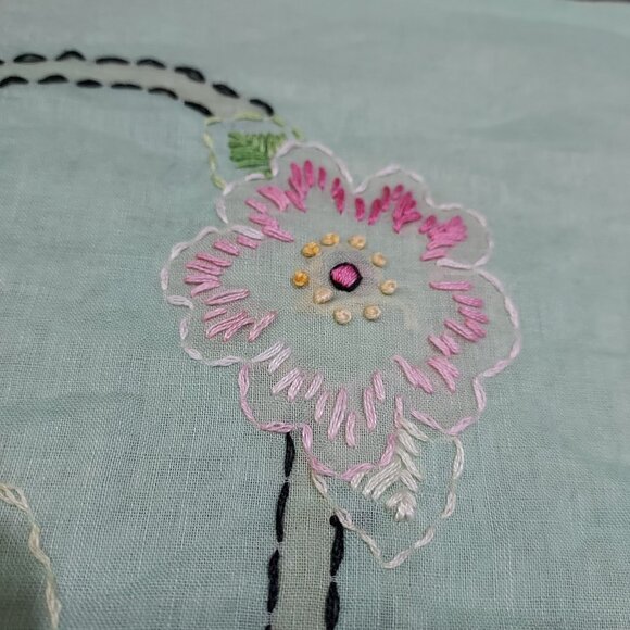 Pillow Case Cover 1950s Hand Embroidered Floral Baby Nursery 22" - Picture 8 of 13